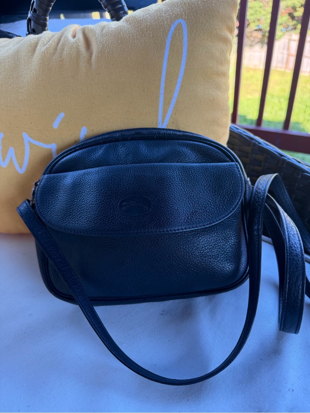 Vintage  longchamp  classic Black Leather Crossbody Bag
